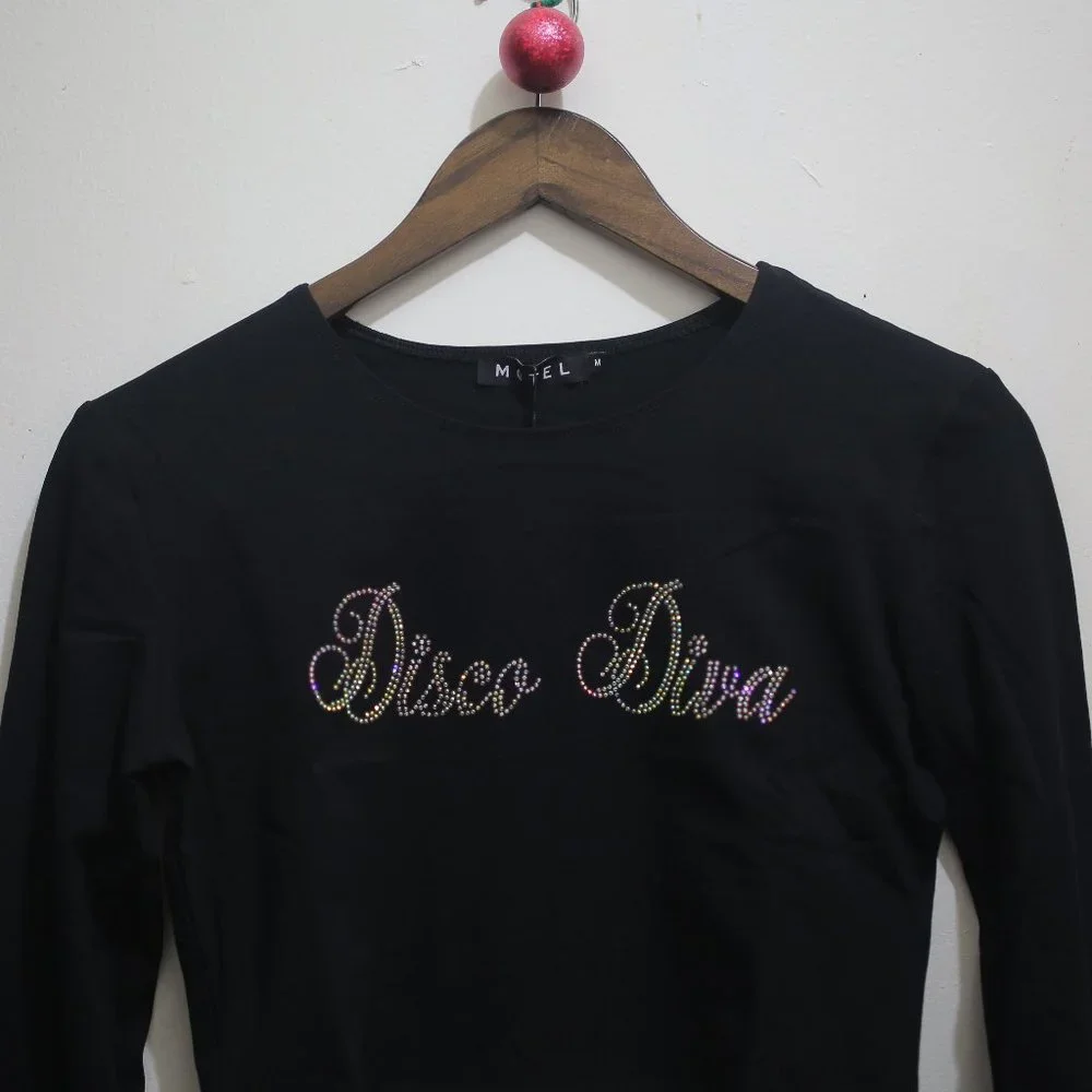 NWT Cropped Rhinestone Top from Dolls Kill. - Picture 2 of 6